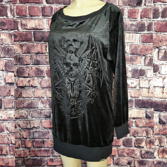 Killstar Survival Mode Velvet Sweater Dress - Picture 3 of 12